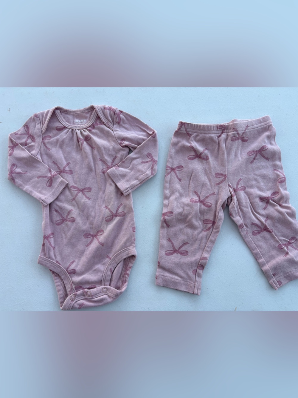 Carter's Pink Bow-Print Two-Piece Pajama Set